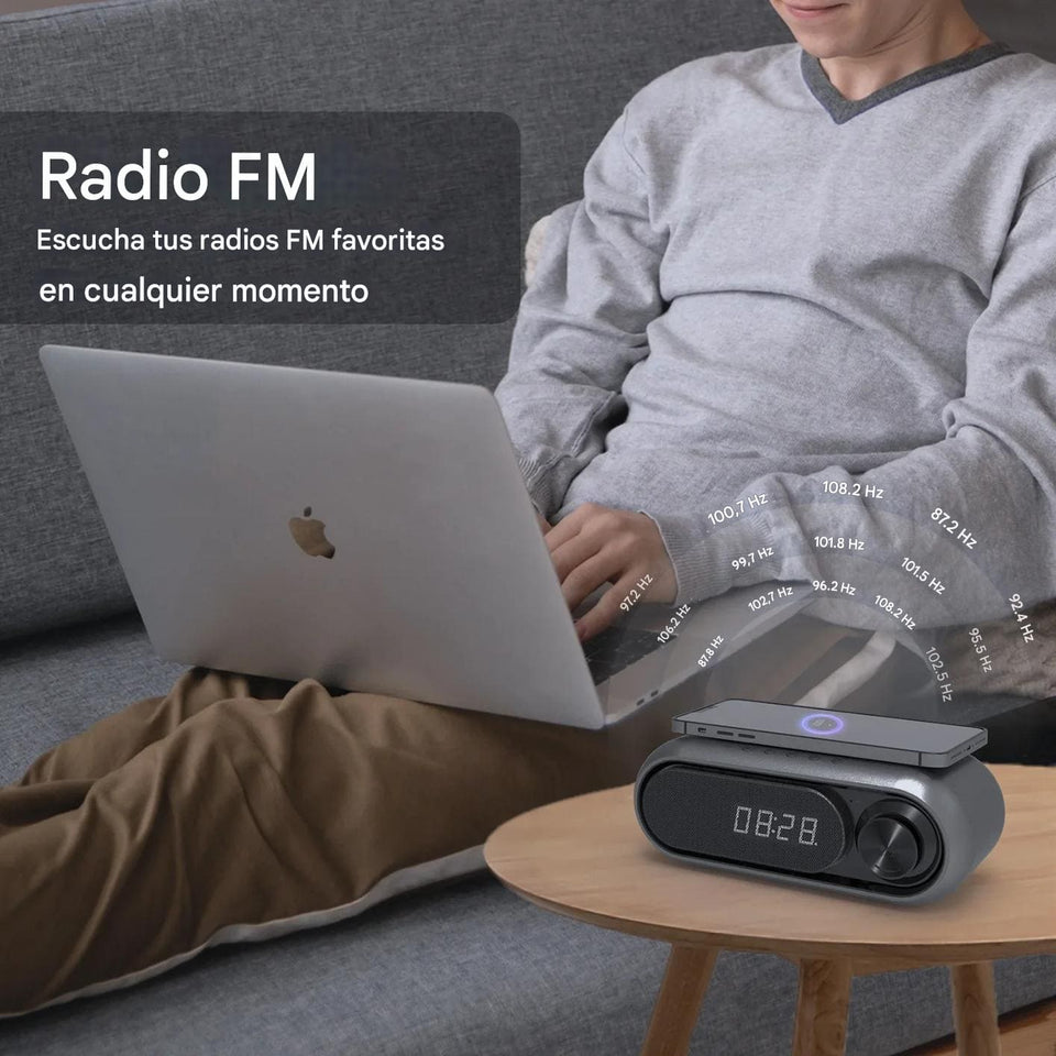 Parlante con Reloj Digital y Carga Inalámbrica+ ENVIO GRATIS
