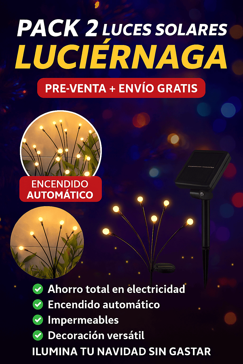 2 PACK DE LUCIERNAGAS DE AHORRO DE ENERGIA + ENVIO GRATIS