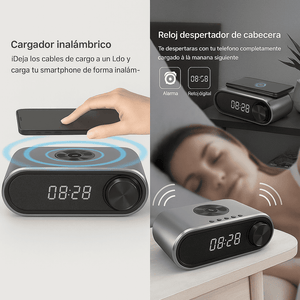Parlante con Reloj Digital y Carga Inalámbrica+ ENVIO GRATIS